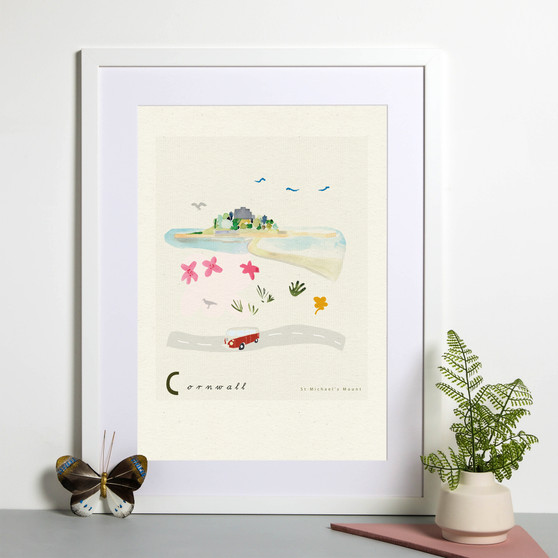 St Michael's Mount, Cornwall Scene Art Print created from an original painting framed