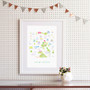 Illustrated hand drawn Map of Chiswick by UK artist Holly Francesca.