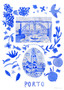 Porto Blue Portuguese 'Azulejo' tiles - Watercolour Painted Scene Art Print by Holly Francesca