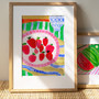 Strawberries Still Life Art Print - Watercolour Pastel Poster by artist & illustrator Holly Francesca