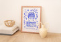 Derbyshire Blue Portuguese 'Azulejo' tiles - Watercolour Painted Scene Art Print by Holly Francesca