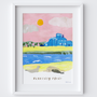 This travel poster of Blakeney Point, North Norfolk Coast was created from an original drawing by artist Holly Francesca.