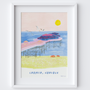 Cromer Pier, Norfolk Coast Landmark Travel Print created from an original drawing by artist Holly Francesca.