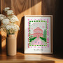 Ickworth House, Suffolk Scene - Patterned Landscapes: Heritage Pink Edition Print by artist and illustrator Holly Francesca