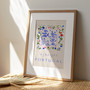 'Azulegos' Famous Portuguese Blue Ceramic Tiles Travel Print created from an original drawing by artist and illustrator Holly Francesca.