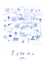 Sintra Map - Portugal Blue Landmarks Travel Art Print by UK artist & illustrator Holly Francesca