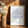 Sintra Map - Portugal Blue Landmarks Travel Art Print by UK artist & illustrator Holly Francesca