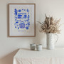 Greece Blue Portuguese 'Azulejo' tiles - Watercolour Painted Scene of the Parthenon, in Athens, and the spectacular Elafonissi Beach, on the Greek Island of Crete. As a Art Print by Holly Francesca