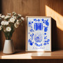 Istanbul in Turkey (Türkiye) Blue Portuguese 'Azulejo' tiles - Watercolour Painted Blue Mosque & the Basilica Cistern. As a Art Print by Holly Francesca