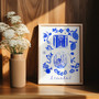 Istanbul in Turkey (Türkiye) Blue Portuguese 'Azulejo' tiles - Watercolour Painted Blue Mosque & the Basilica Cistern. As a Art Print by Holly Francesca