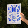 Istanbul in Turkey (Türkiye) Blue Portuguese 'Azulejo' tiles - Watercolour Painted Blue Mosque & the Basilica Cistern. As a Art Print by Holly Francesca