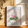Neuschwanstein Castle Poster - Bavaria, Germany Scene - Patterned Landscapes: Heritage Pink Edition Print by artist and illustrator Holly Francesca