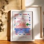 Tower of London Poster - London Scene - Patterned Landscapes: Heritage Pink Edition Print by artist and illustrator Holly Francesca
