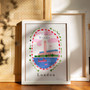 Tate Modern Building Poster - London Scene - Patterned Landscapes: Heritage Pink Edition Print by artist and illustrator Holly Francesca