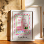 Big Ben Poster - London Scene - Patterned Landscapes: Heritage Pink Edition Print by artist and illustrator Holly Francesca