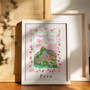 Machu Picchu Poster - Peru, Andes Scene - Patterned Landscapes: Heritage Pink Edition Print by artist and illustrator Holly Francesca