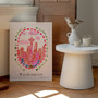 Space Needle, Seattle Poster - Washington State USA Landmark - Patterned Landscapes: Heritage Pink Edition Print  by artist and illustrator Holly Francesca