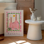 Battersea Power Station Art Print – South West London Scene - Patterned Landscapes: Heritage Pink Edition Print by artist and illustrator Holly Francesca