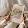 RHS Garden Bridgewater Painted Scene - Floral Facades Landmark Print  by UK artist & illustrator Holly Francesca