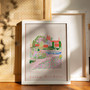 RHS Garden Bridgewater Painted Scene - Floral Facades Landmark Print  by UK artist & illustrator Holly Francesca