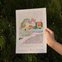 RHS Garden Bridgewater Painted Scene - Floral Facades Landmark Print  by UK artist & illustrator Holly Francesca