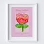 Illustrated Personalised Teacher Gift - Pink flower Blooming Brilliant Art Print by artist Holly Francesca.