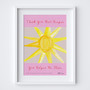 Illustrated Personalised Teacher Thank You Print - Pink Sunshine by artist Holly Francesca.