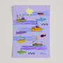 Daily Boats & Fish in the Sea Poster - Harbour Scene Art Print by UK artist & illustrator Holly Francesca