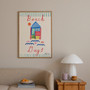 Beach Huts, Beach Days Poster - Summer Editions Art Print by UK artist & illustrator Holly Francesca