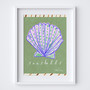 Scallop Seashell Poster - Summer Editions Art Print by UK artist & illustrator Holly Francesca