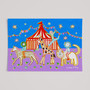 Magical circus at night kids art print in dreamy bold colours by Wakey Wakey. Created by UK Artist Holly Francesca.
