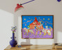 Magical circus at night kids art print in dreamy bold colours by Wakey Wakey. Created by UK Artist Holly Francesca.