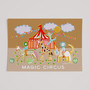 Magical circus at night kids art print in dreamy beige colours by Wakey Wakey. Created by UK Artist Holly Francesca.