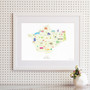 Map of Cheshire in North West England framed print illustration