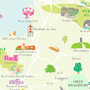 Illustrated hand drawn Map of Somerset art print by artist Holly Francesca.