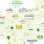 Illustrated hand drawn Map of Warwickshire art print by artist Holly Francesca.