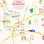 Illustrated hand drawn Map of Leicestershire art print by artist Holly Francesca.