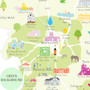 Illustrated hand drawn Map of Worcestershire art print by artist Holly Francesca.