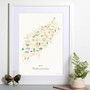 Illustrated hand drawn Map of Northamptonshire art print by artist Holly Francesca.