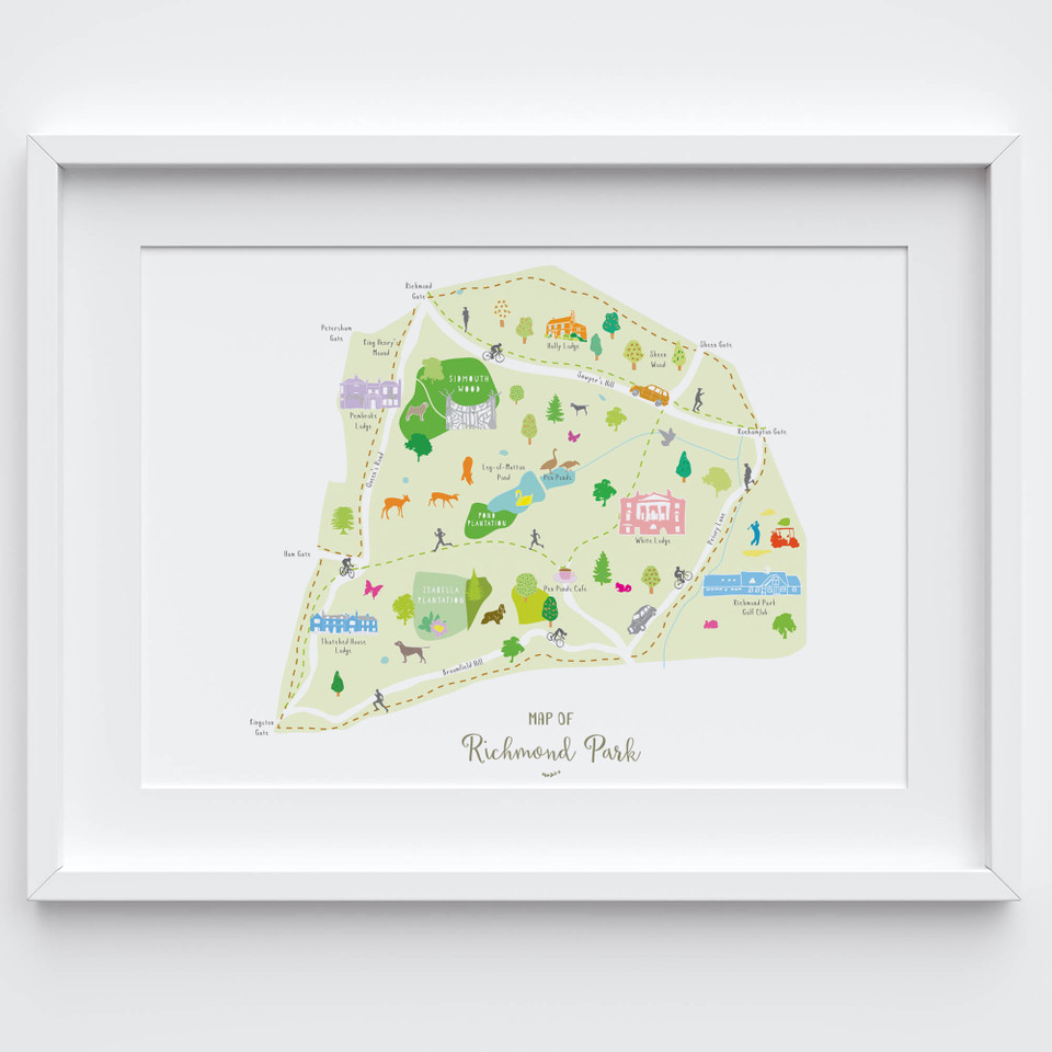 Illustrated hand drawn Map of Richmond and Surrounding Areas art print ...