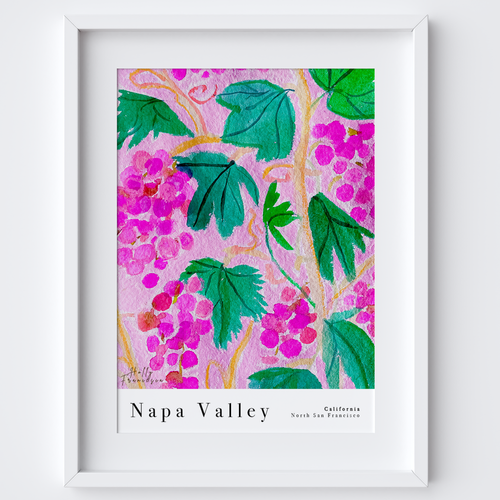 Napa Valley Art Print Watercolour Painting by artist Holly Francesca.