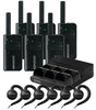 Kenwood PKT-23 Six Pack of Two Way Radios with 6 KHS-34 Headsets and One KMB-44 Multi Unit Charging Tray