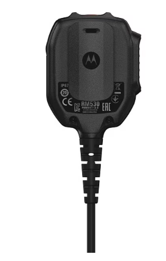 Motorola RM530 PMMN4171A Impres Speaker Microphone has a swivel belt clip for comfort