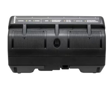 Motorola PMPN4591 6 Port Charging Station charges six radios or six batteries with one outlet.