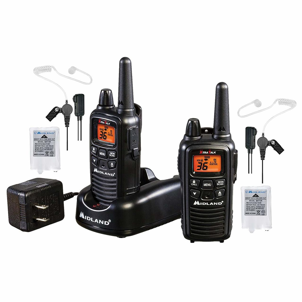 Midland LXT600BB FRS Business Two Way Radio Bundle with Charger and Headsets.   3 Year warranty on the Midland LXT600BB.