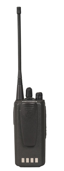 Rear view of Motorola CP185 UHF or VHF Two Way Radios
