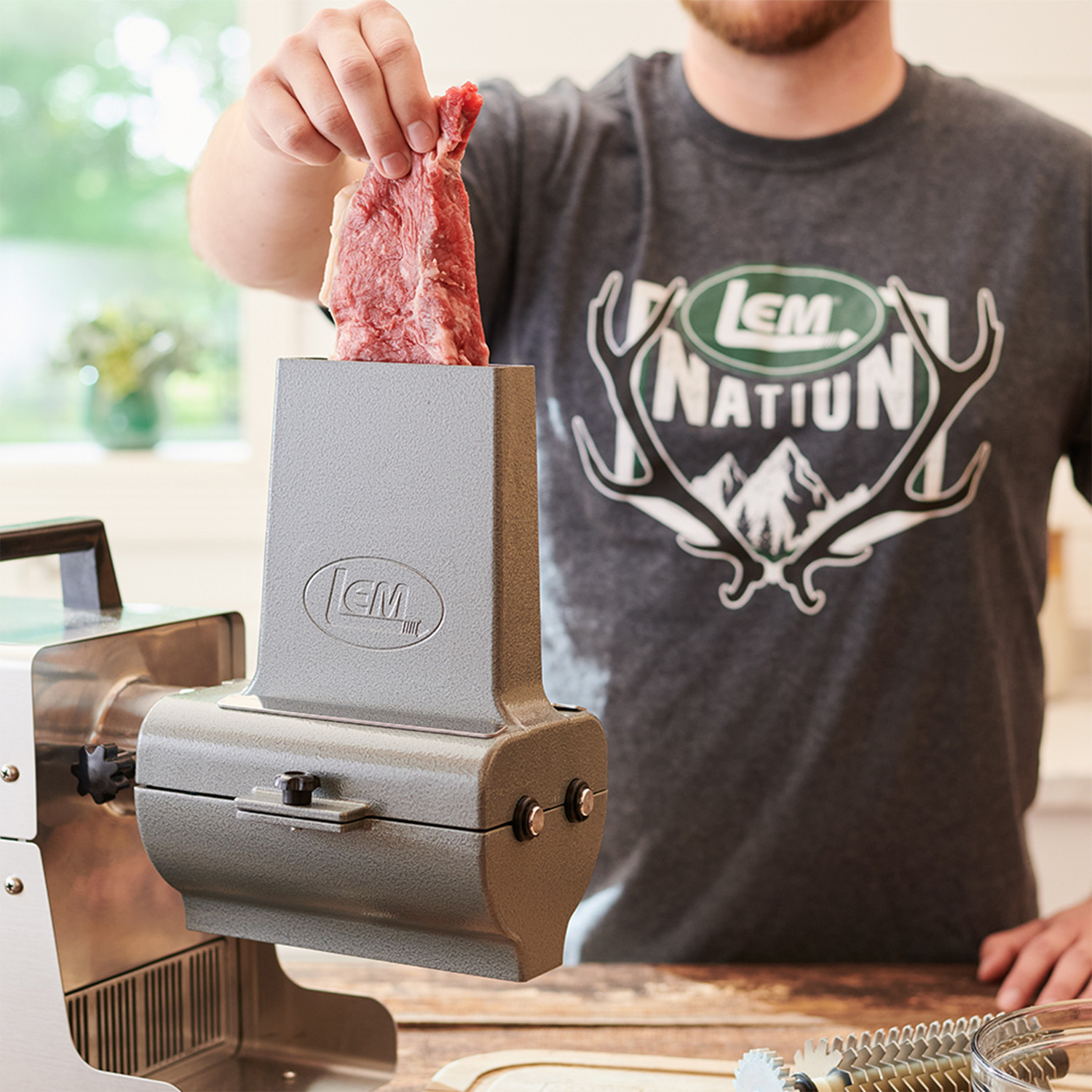 BigBite® 2-in-1 Jerky Slicer/Tenderizer Attachment for Grinder