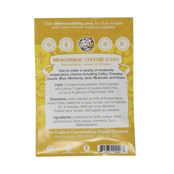 Mesophilic Shelf Stable Culture Back of Packaging