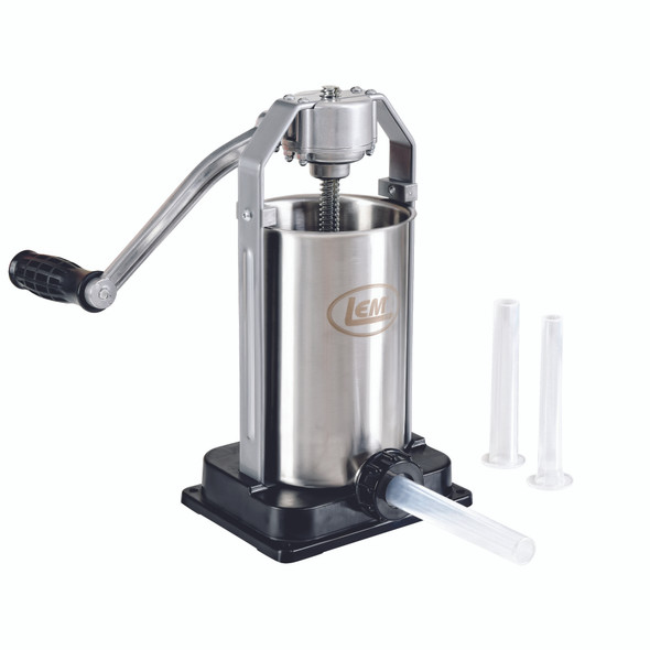 5 lb. Vertical Sausage Stuffer with Plastic Stuffing Tubes right facing