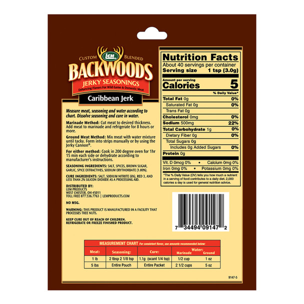 Backwoods® Caribbean Jerk Jerky Seasoning 5lb Back